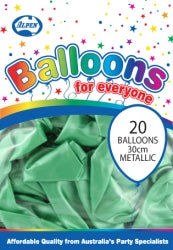 Balloons Alpen 30Cm Metallic Light Green Pk20