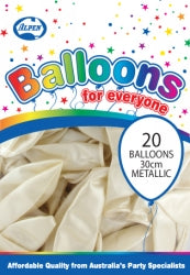 Balloons Alpen 30Cm Metallic White Pk20