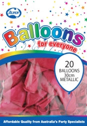 Balloons Alpen 30Cm Metallic Fuchsia Pk20