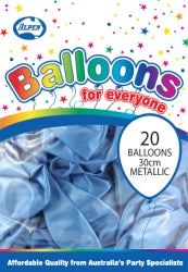 Balloons Alpen 30Cm Metallic Light Blue Pk20