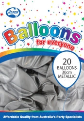 Balloons Alpen 30Cm Metallic Silver Pk20