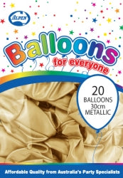 Balloons Alpen 30Cm Metallic Gold Pk20