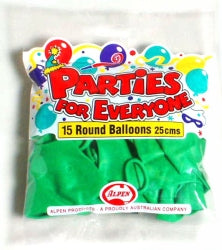 Balloons Alpen 25Cm Green 15'S