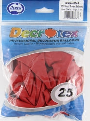 Balloons Decrotex 30Cm Round Standard Red Pk25