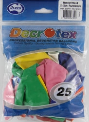 Balloons Decrotex 30Cm Round Standard Mixed Pk25