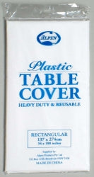 Table Cover Plastic Alpen 137X274 White