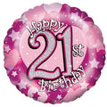 Balloons Alpen 45Cm Holographic 21 St Birthday Pink