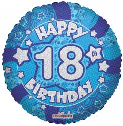 Balloons Alpen 45Cm Holographic 18Th Birthday Blue