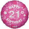 Balloons Alpen 45Cm Holographic 21St Birthday Pink