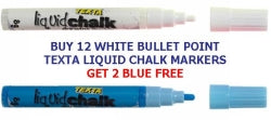 Marker Liquid Chalk Texta 8G Bullet White Bonus Buy 12 Get 2 Blue Free