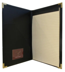 Pad & Note Holder Waterville Brass Corners Black