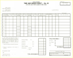 Time Sheets Zions No 22