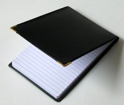 Note Book Pocket Black Vinyl Brass Corners Akp 02040