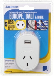 Travel Adaptor Outbound Tourist+Usb Suits Bali, Europe & More