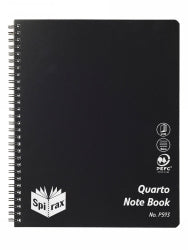 Note Book Spirax P593 Pp Quarto S/O 120Pg Black