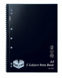 Note Book Spirax P596 Pp 5 Subject S/O 250Pg Black