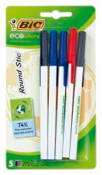 Pen Bic Ecolutions Round Stic Asst Hang Sell B/P 5