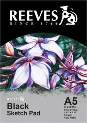 Sketch Pad Reeves A5 Black 140Gsm 20 Sht (Acid Free)