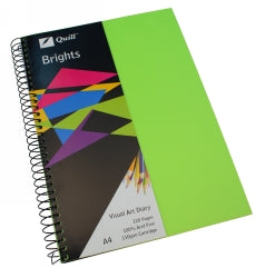 Visual Art Diary Quill A4 Brights Green 60Lf