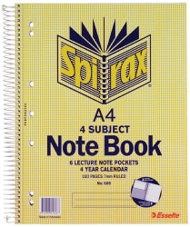 Note Book Spirax 606 A4 4 Subject S/O