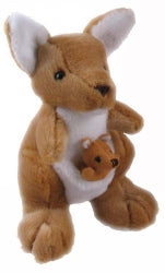 Soft Toy Aussie Kangaroo W/Joey  24Cm