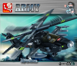 Toy Building Blocks Sluban Army Ah 64 Apachi Helicopter 293 Pce