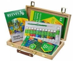 Paint Set Reeves 12Ml Acrylic In Wooden Box Pk12